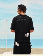 MEDM x STK Patch Embroidery Open Knit Short Sleeve Shirt