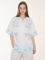 EMPTY REFERENCE Gradient Pigeon Print Short Sleeve Shirt