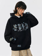 MEDM Ethnic Flower Embroidered Hoodie
