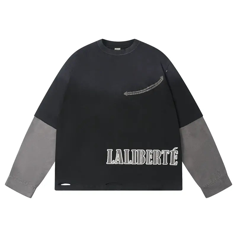 Labt Distressed Layered Long Sleeve Tee