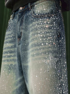 YADcrew Jeweled Rhinestone Star Washed Jeans