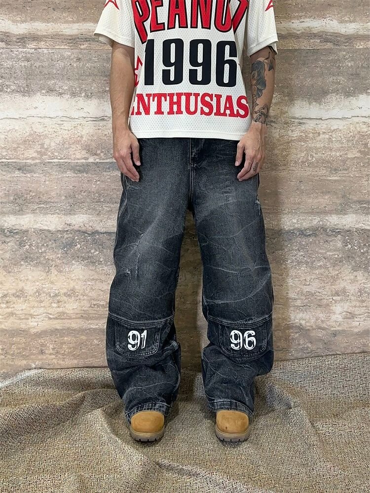 EVETS x LABT Heavy Lightning Whisker Washed Baggy Jeans