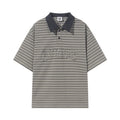 BLIND NO PLAN Striped Raw-Edge Patch Polo