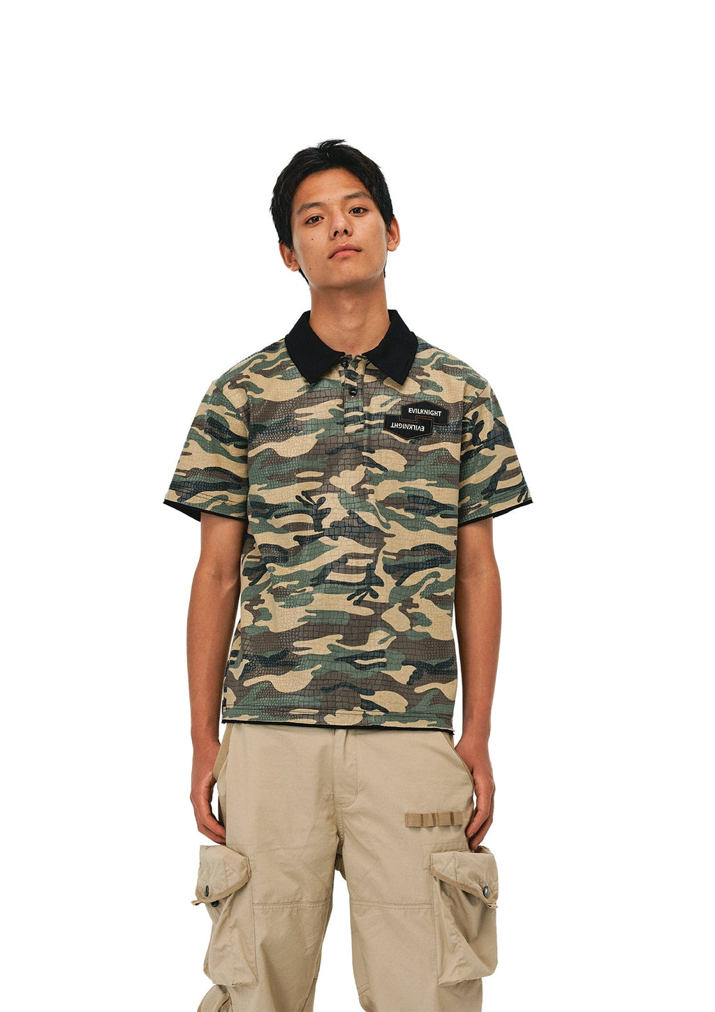 EVILKNIGHT(EK) Embossed Snake Print Camo Polo