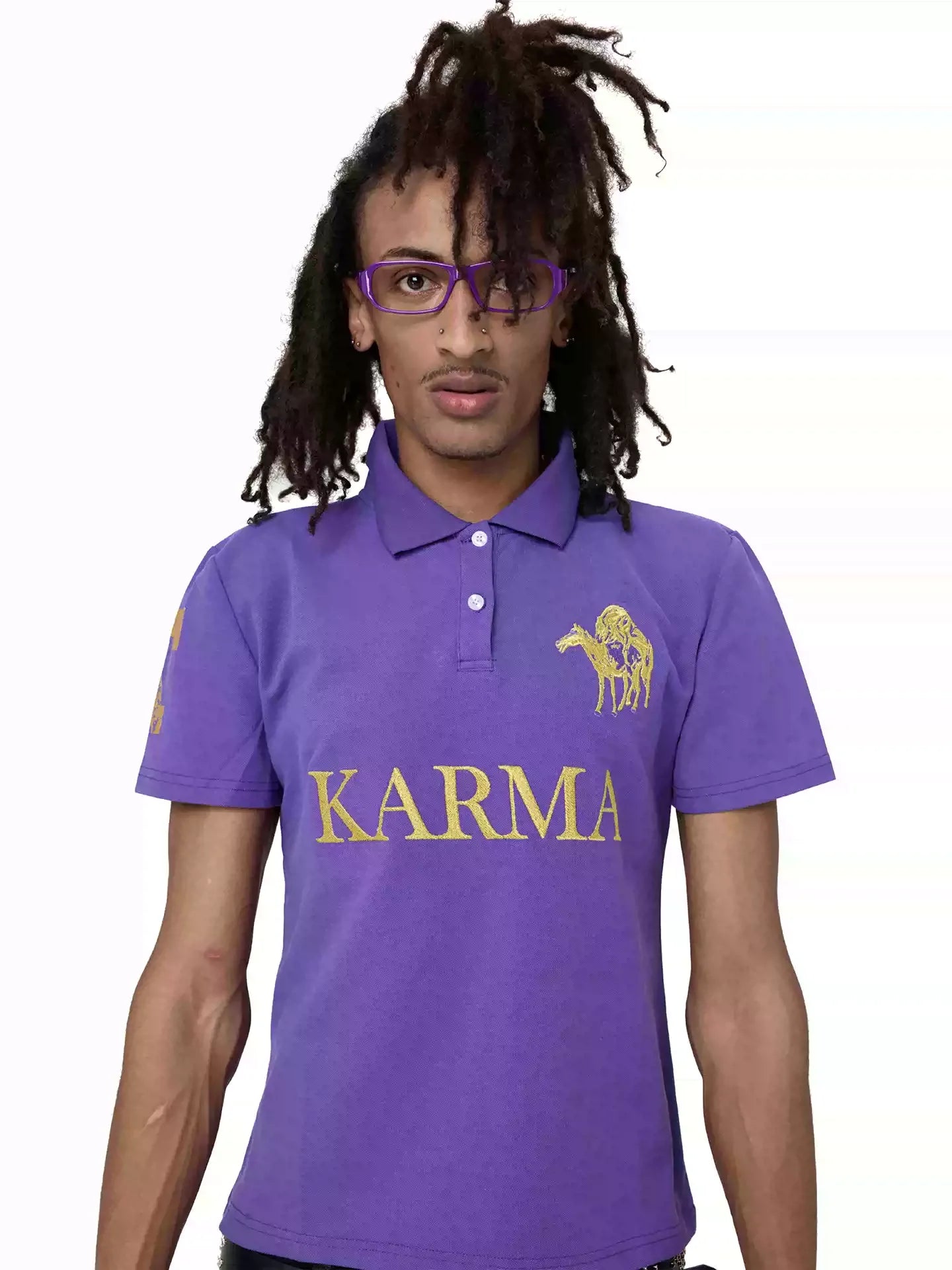 KARMANISTIC Embroidered and Printed Short Polo Shirt