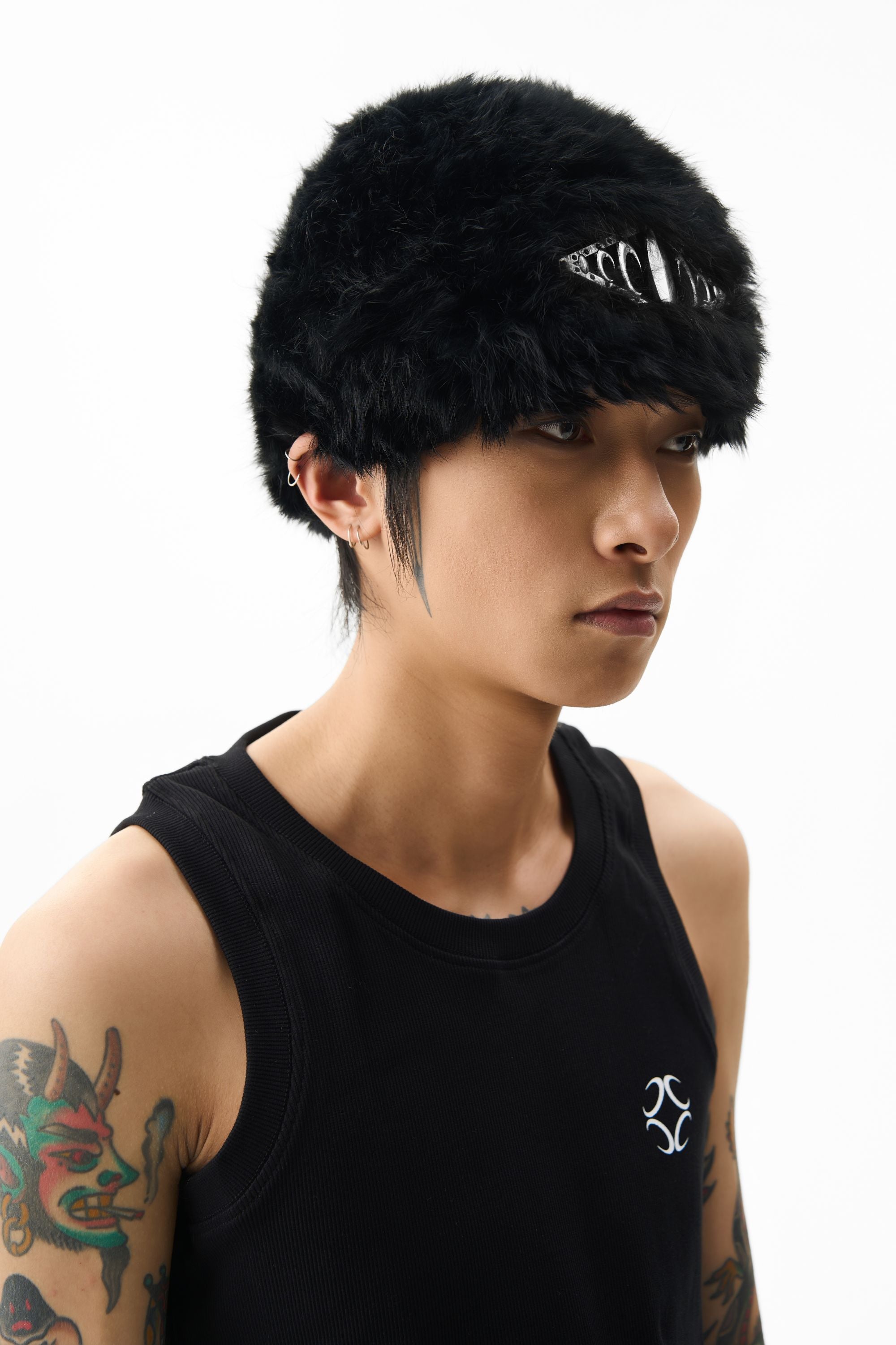 KARMANISTIC Metal Logo Fur Beanie