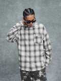 1807 Plaid Distressed Long Sleeve Shirt