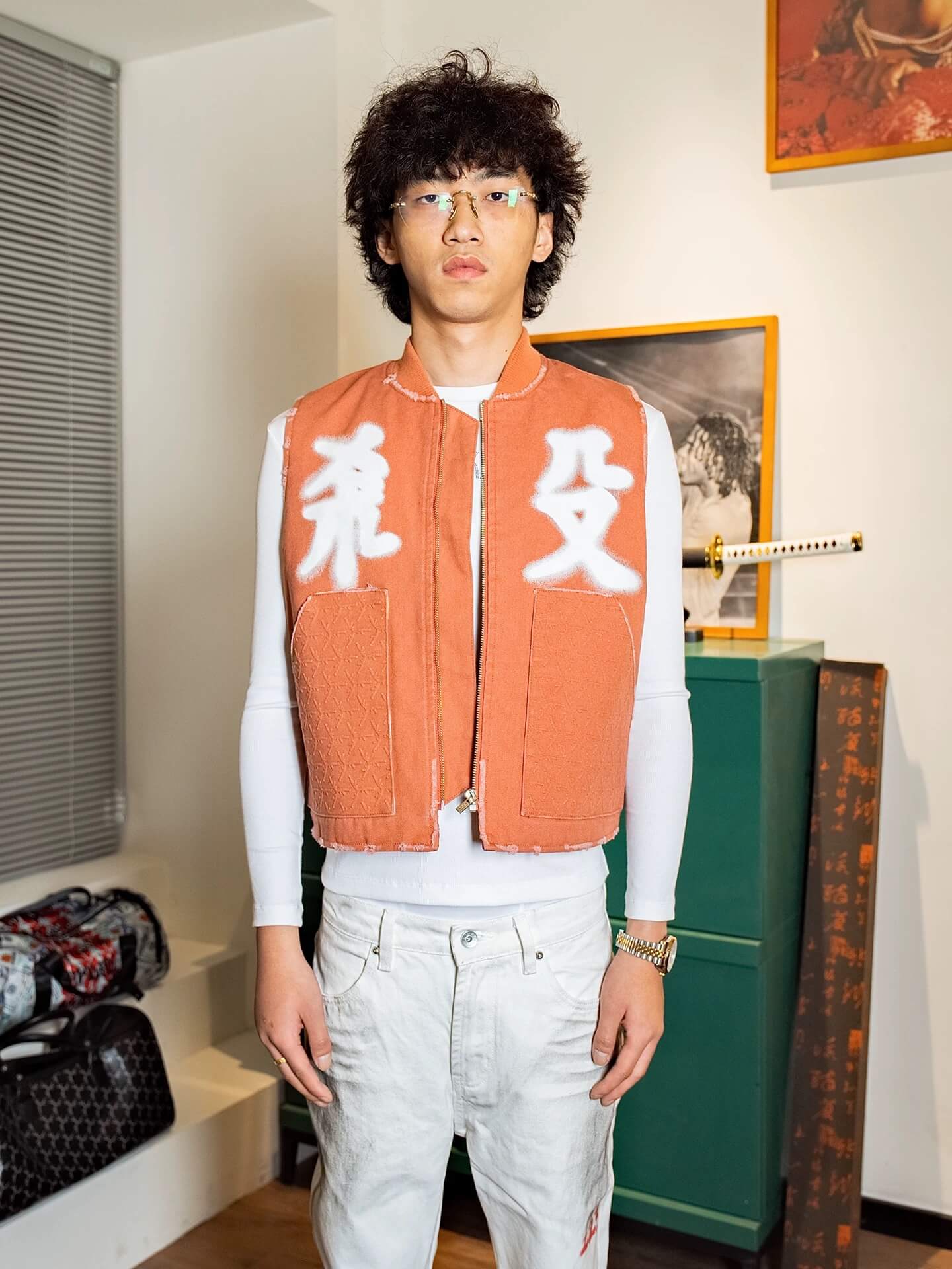 TGFCLUB Distressed Embossed Quilted Zip Up Vest