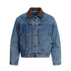 F3F Select Suede Lapel Washed Denim Jacket