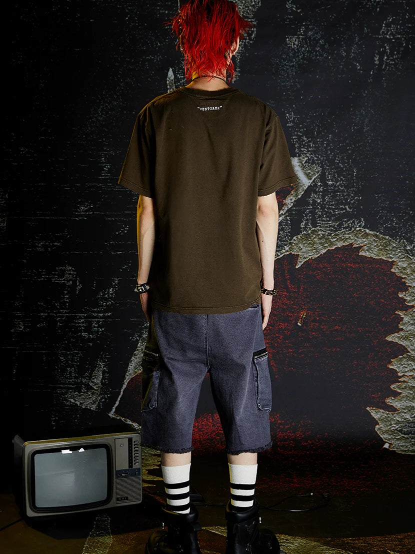 VENTUREK Washed Gun Cracked Print Tee