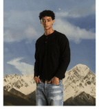 S45 Waffle Henley Neck Long Sleeve Tee