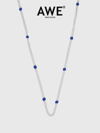 AWE Blue Bean Silver Chain Necklace