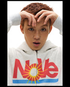 NOVACAM Vintage Monogram Print Zip Up Hoodie
