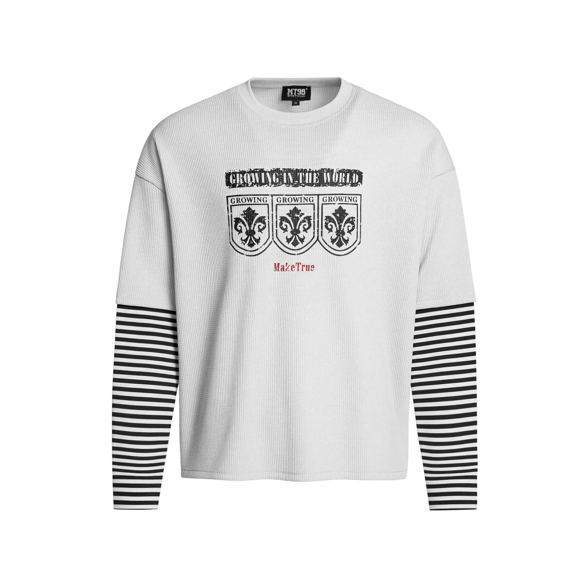 F3F Select Layered Stripe Long Sleeve Waffle Tee