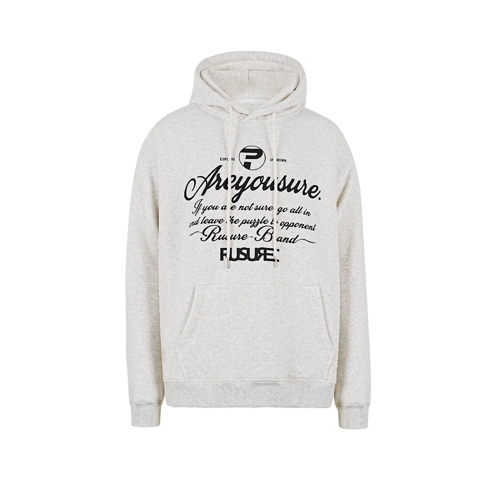 RUSURE Flower Gray Slogan Hoodie