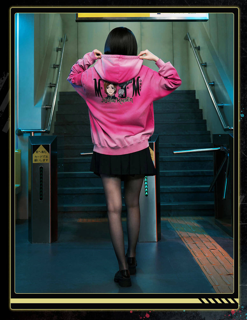 MEDM × Jujutsu Kaisen Washed Character Print Embroidered Zip Up Hoodie