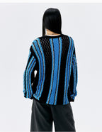 MEDM Multi Color Striped Open Knit Sweater