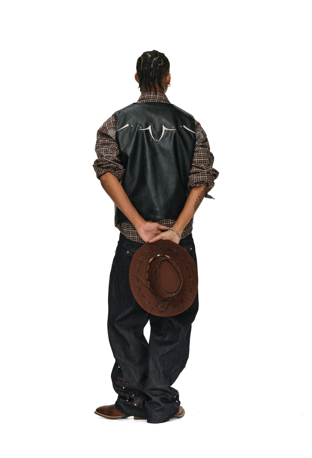 ANTIDOTE Turquoise Studded Western PU Leather Biker Vest