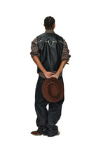 ANTIDOTE Turquoise Studded Western PU Leather Biker Vest