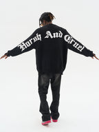 Harsh and Cruel Gothic Logo Printed Knit Sweater Cardigan