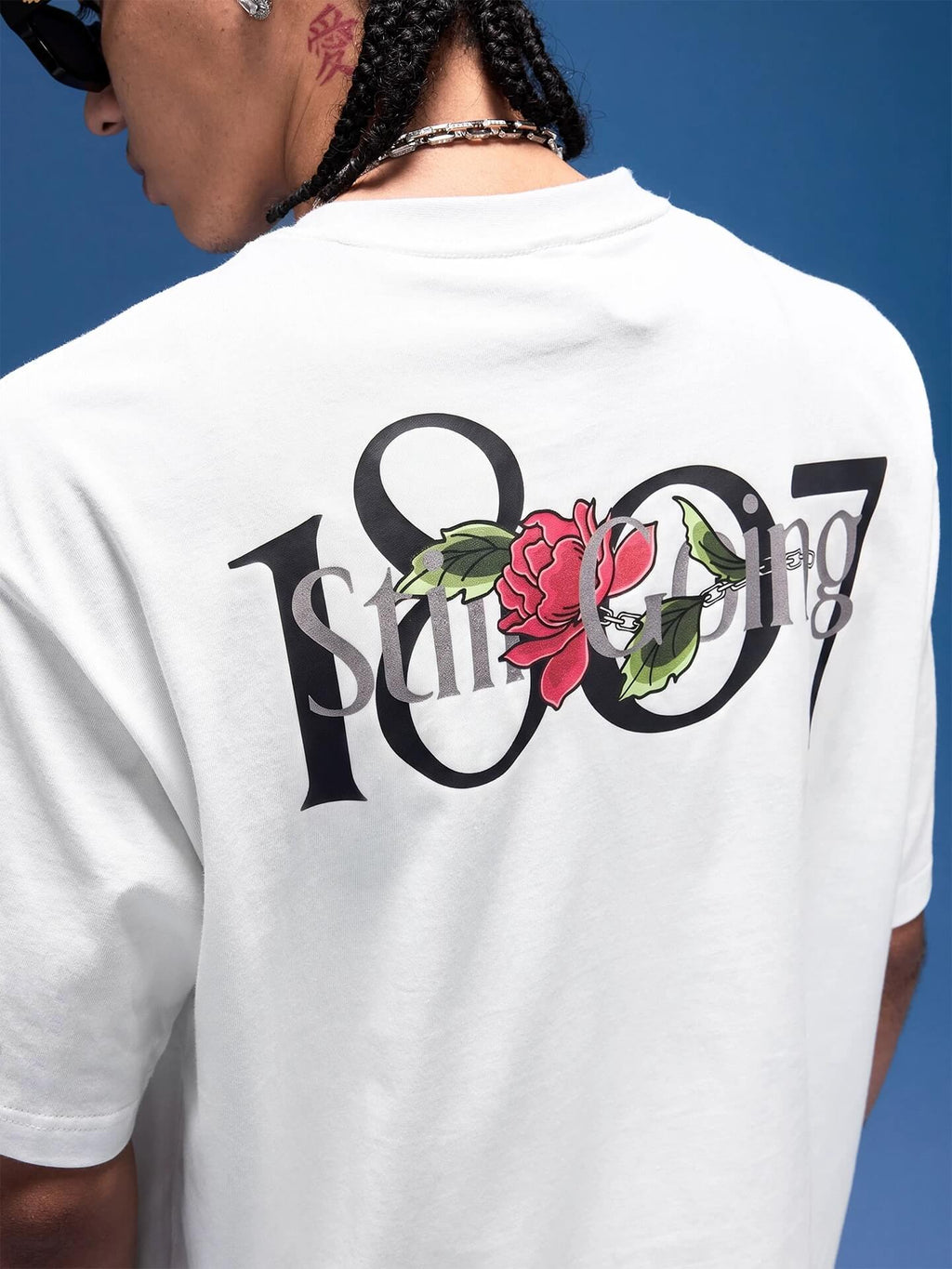 1807 Rose Logo Print Embroidered Short Sleeve Tee