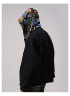 Remedy Badge Print Hood Zip Up Hoodie