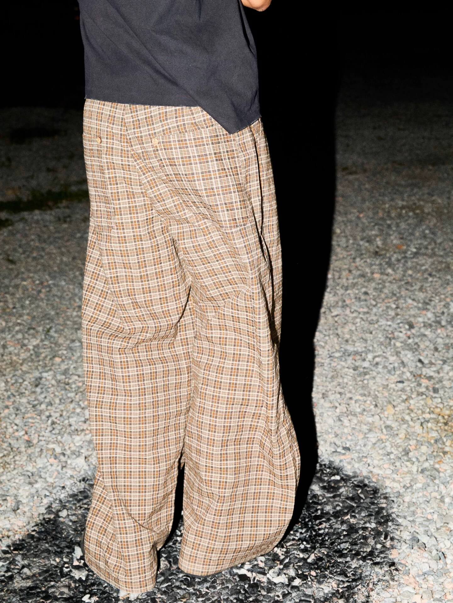 LIBERAFIT Plaid Seersucker Baggy Suit Pants