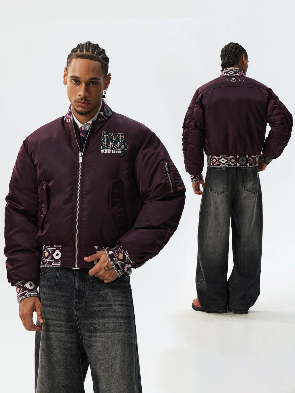 MEDM Ethnic Trim MA-1 Bomber Jacket