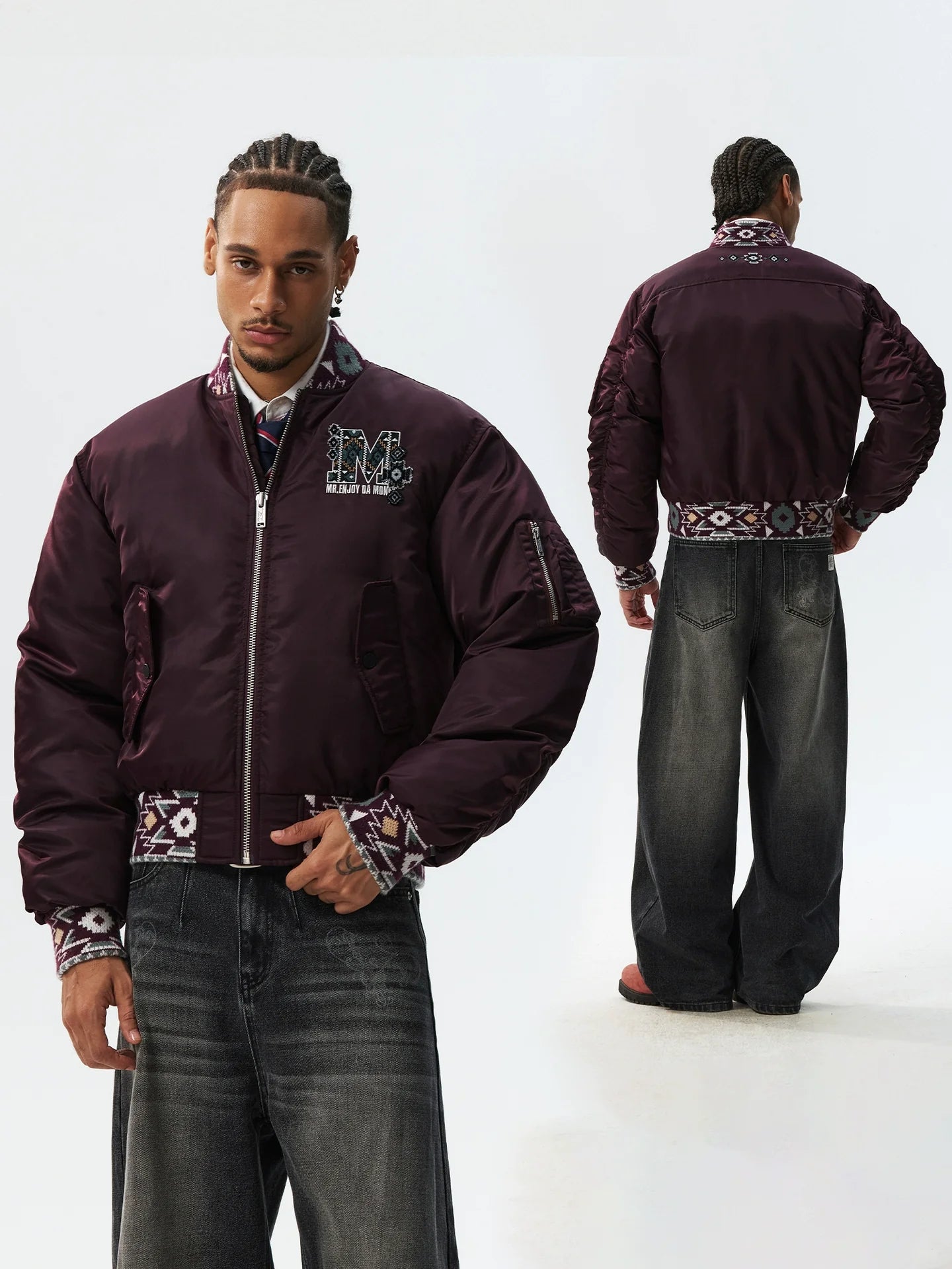 MEDM Ethnic Trim MA-1 Bomber Jacket