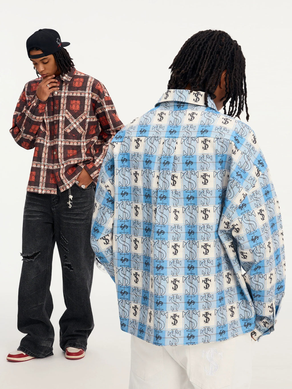 Small Town Kid Cross Logo Original Plaid Full-Print Long Sleeve Shirt