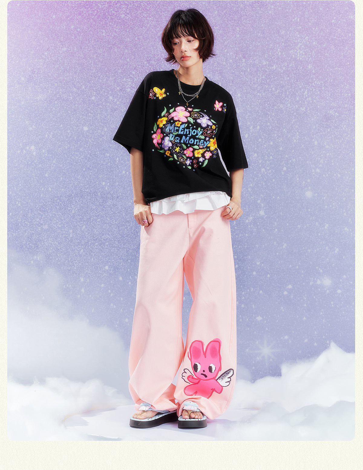 MEDM Graffiti Flower Print Tee