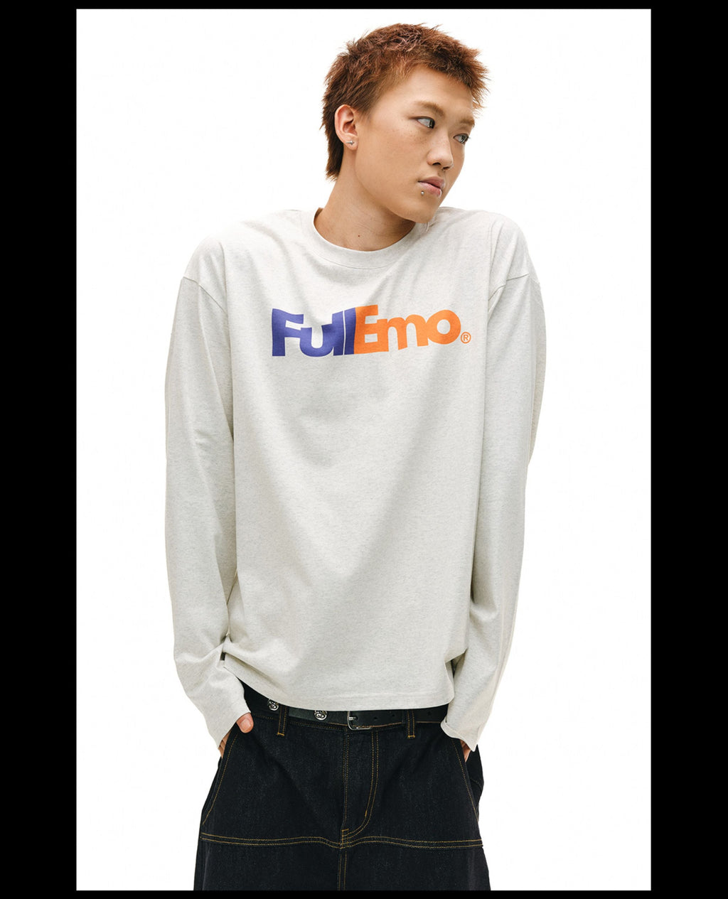 NOVACAM Vintage Playful Logo Long Sleeve Tee