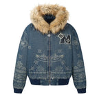 MEDM Ethnic Paisley Denim Hooded Jacket