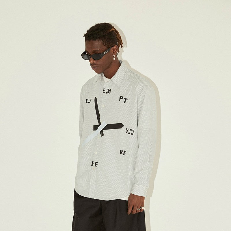 EMPTY REFERENCE Striped Clock Long Sleeve Shirt