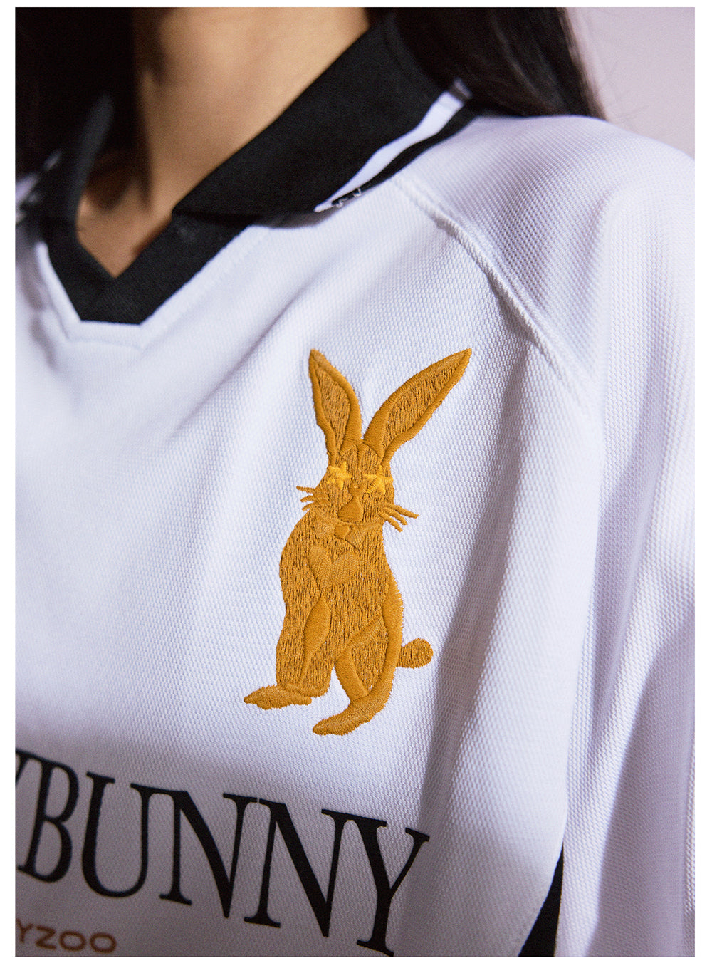 Remedy HONEYBUNNY Rabbit Embroidered Soccer Jersey Polo Shirt