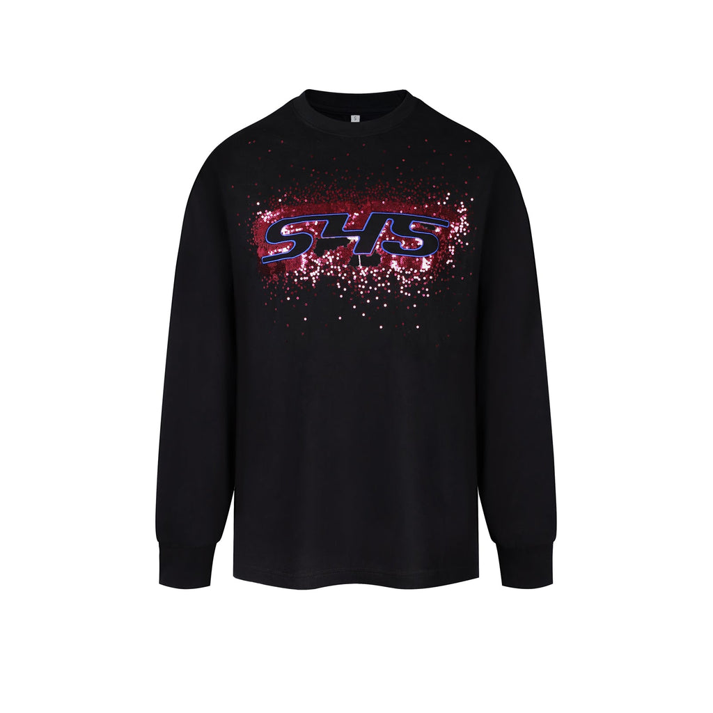 S45 Sequined Embroidered Logo Long Sleeve Tee