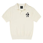 MEDM Rose Embroidered Textured Stripe Knit Polo