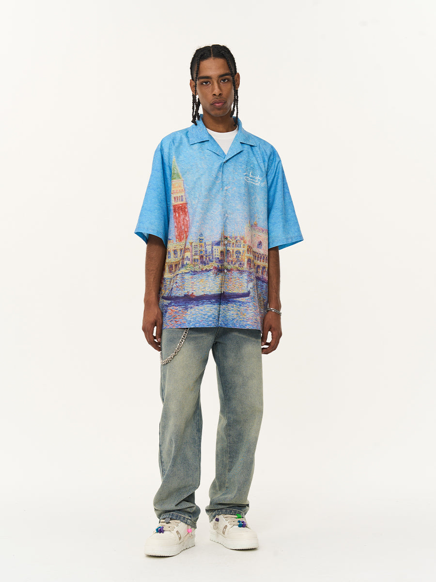 Harsh and Cruel Urban Oil Full Print Cuban Shirt