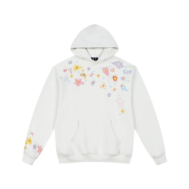 MEDM Graffiti Flower Print Hoodie