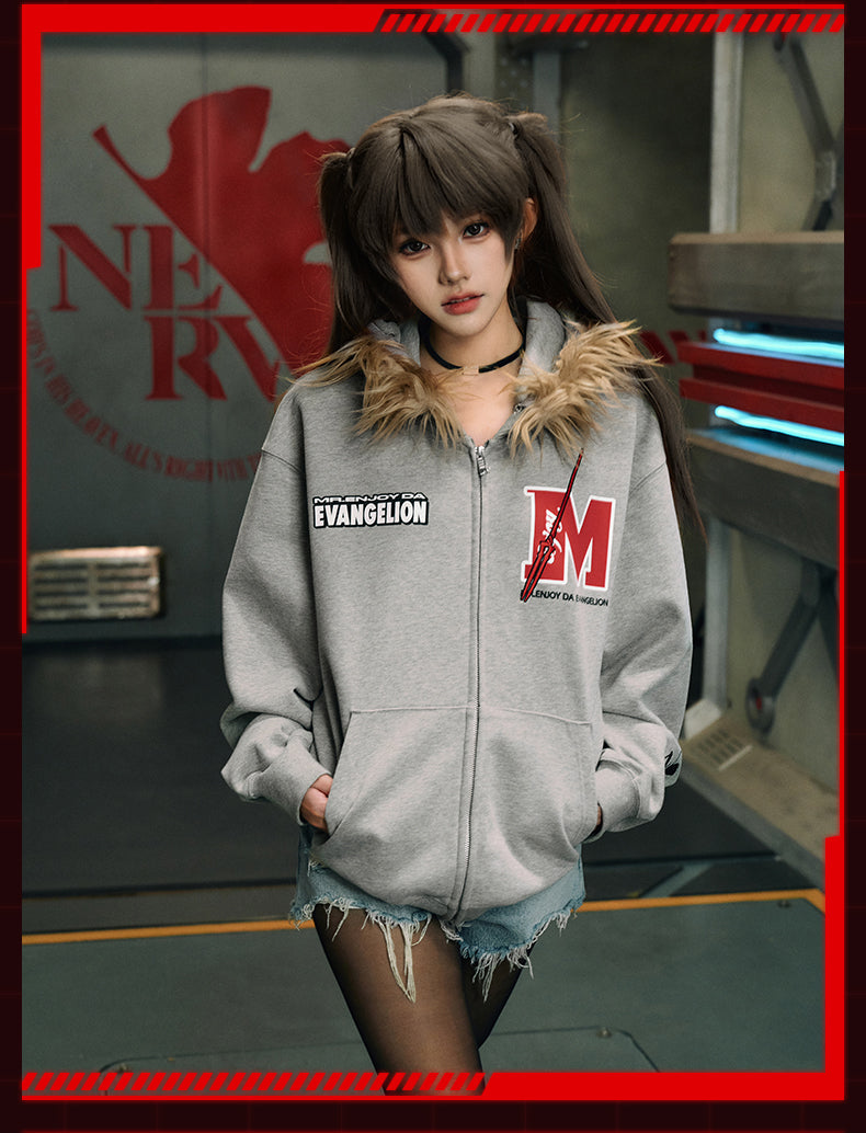 MEDM x EVA Lilith Removable Fur Zip-Up Hoodie