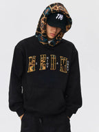 MEDM Patterned Sherpa Hood Patchwork Hoodie