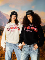 YADcrew Cream Strawberry Puzzle 3D Embroidery Sweatshirt