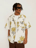 EMPTY REFERENCE Hand Painted Small Flower Short Sleeve Shirt