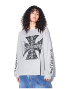 F3F Select Vintage Cross Print Waffle Long Sleeve Tee