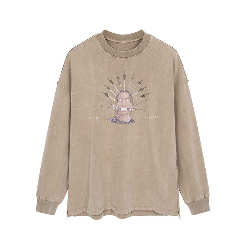 JHYQ Portrait Print Long Sleeved Tee