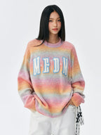 MEDM Logo Patch Rainbow Gradient Knit Sweater