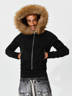 KARMANISTIC Fur Collar Hooded Jacket
