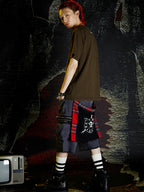 VENTUREK Red Tartan Check Punk Rock Bum Flap