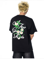 AFGK Flower Embroidered Logo Print Tee