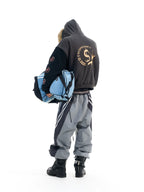 BLIND NO PLAN Color Block Fur Hood Padded Jacket
